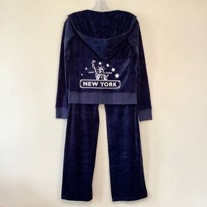 OG Juicy Couture Tracksuit Jacket Straight Pant Set NewYork Regal Navy Blue